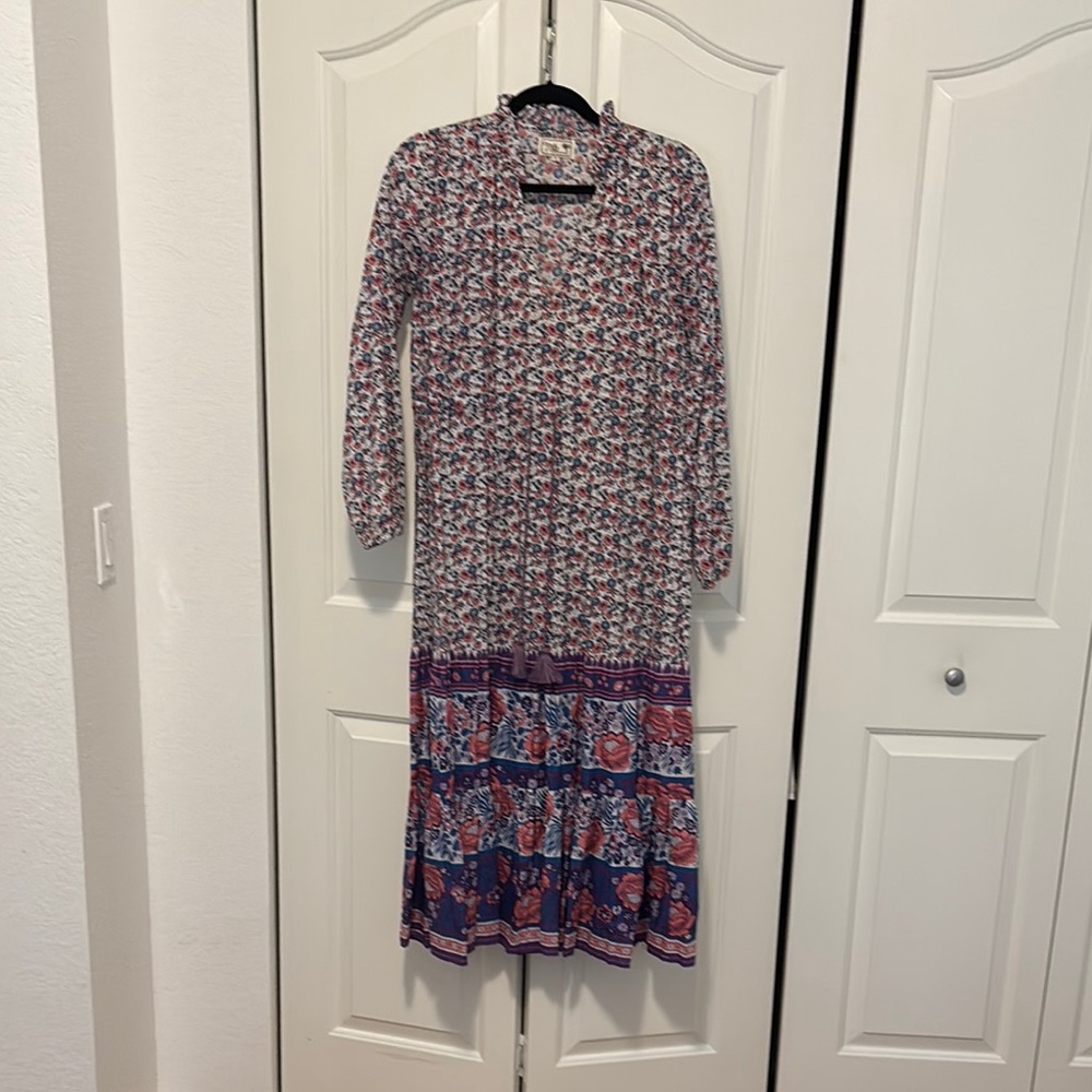 Purple and Blue Tiered Mock Neck Dress
